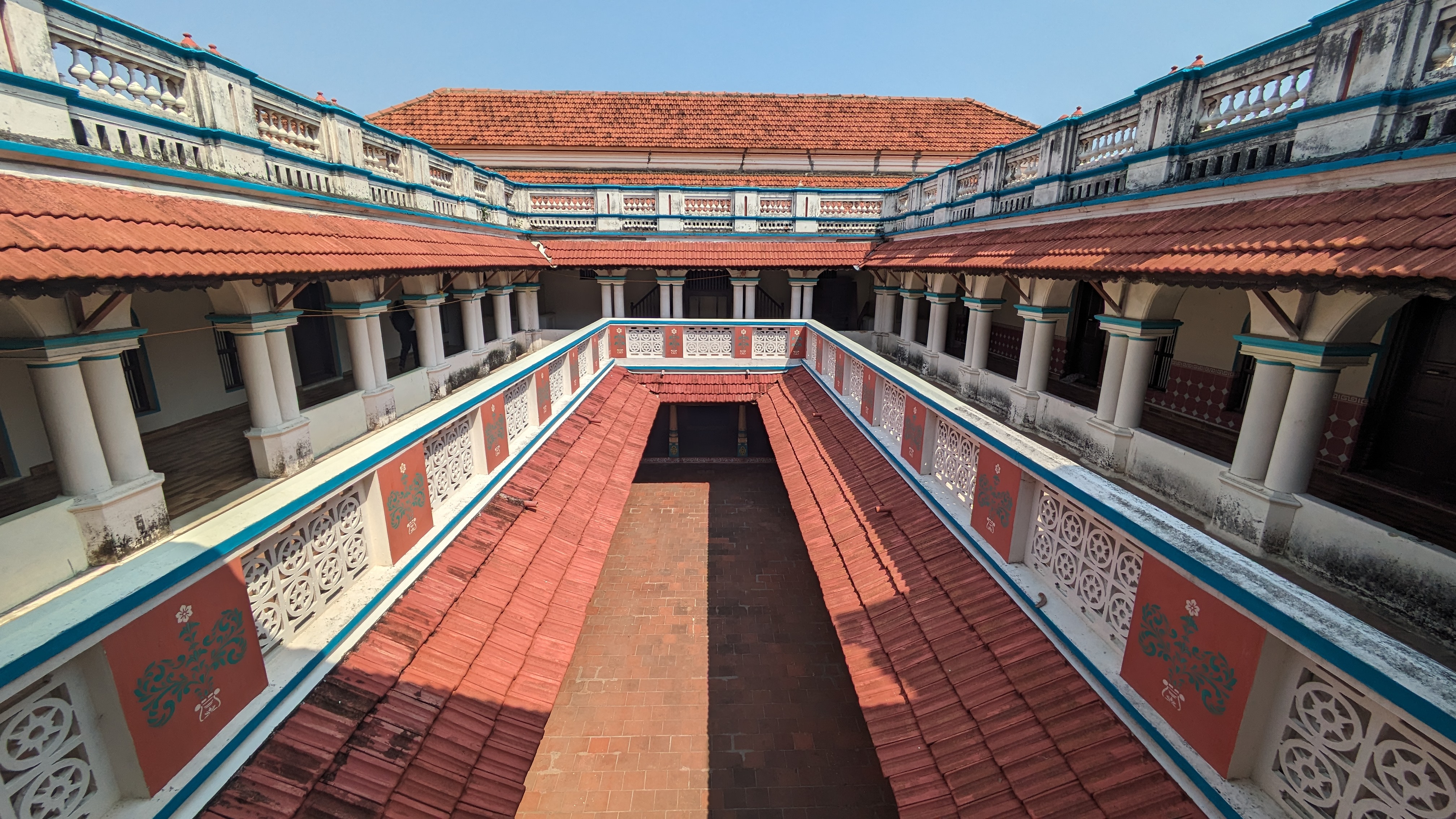 Wide angle of beautiful Chettinadu architecture